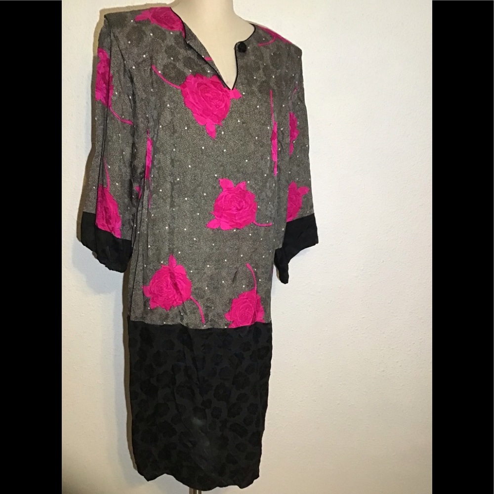 Adrianna papell vintage v-neck silk dress size 10